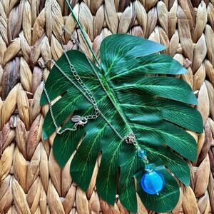 Alexis K BOGO FREE BLUE GLASS BEAD NECKLACE SILVER CHAIN